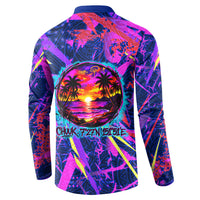 Chuuk Tropical Sunset Coordinates Button Sweatshirt Neon Graffiti Polynesian Tribal