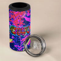 Chuuk Tropical Sunset Coordinates 4 in 1 Can Cooler Tumbler Neon Graffiti Polynesian Tribal