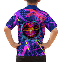Chuuk Tropical Sunset Coordinates Family Matching Mermaid Dress and Hawaiian Shirt Neon Graffiti Polynesian Tribal