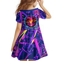 Chuuk Tropical Sunset Coordinates Family Matching Off Shoulder Maxi Dress and Hawaiian Shirt Neon Graffiti Polynesian Tribal