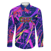 Chuuk Tropical Sunset Coordinates Family Matching Off Shoulder Maxi Dress and Hawaiian Shirt Neon Graffiti Polynesian Tribal