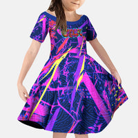 Chuuk Tropical Sunset Coordinates Family Matching Tank Maxi Dress and Hawaiian Shirt Neon Graffiti Polynesian Tribal