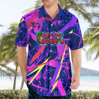 Chuuk Tropical Sunset Coordinates Hawaiian Shirt Neon Graffiti Polynesian Tribal