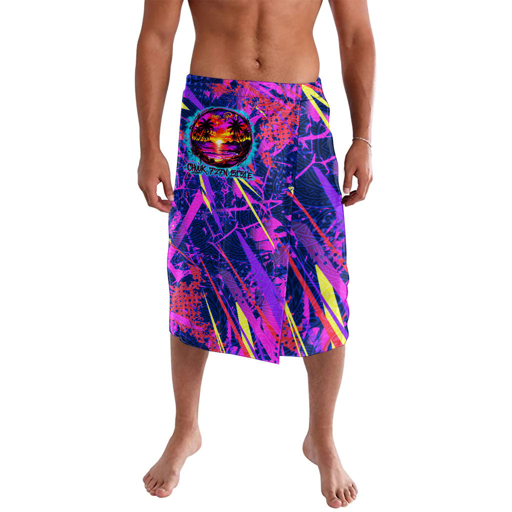 Chuuk Tropical Sunset Coordinates Lavalava Neon Graffiti Polynesian Tribal TS04 Purple Pink - Polynesian Pride