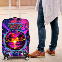 Chuuk Tropical Sunset Coordinates Luggage Cover Neon Graffiti Polynesian Tribal