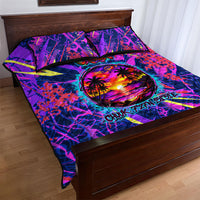 Chuuk Tropical Sunset Coordinates Quilt Bed Set Neon Graffiti Polynesian Tribal