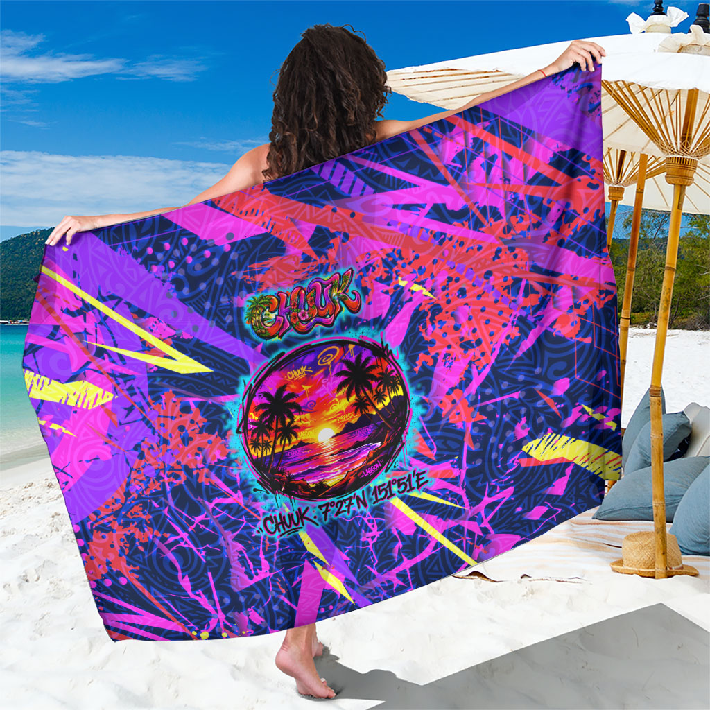 Chuuk Tropical Sunset Coordinates Sarong Neon Graffiti Polynesian Tribal
