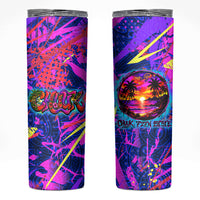Chuuk Tropical Sunset Coordinates Skinny Tumbler Neon Graffiti Polynesian Tribal