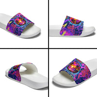Chuuk Tropical Sunset Coordinates Slide Sandals Neon Graffiti Polynesian Tribal