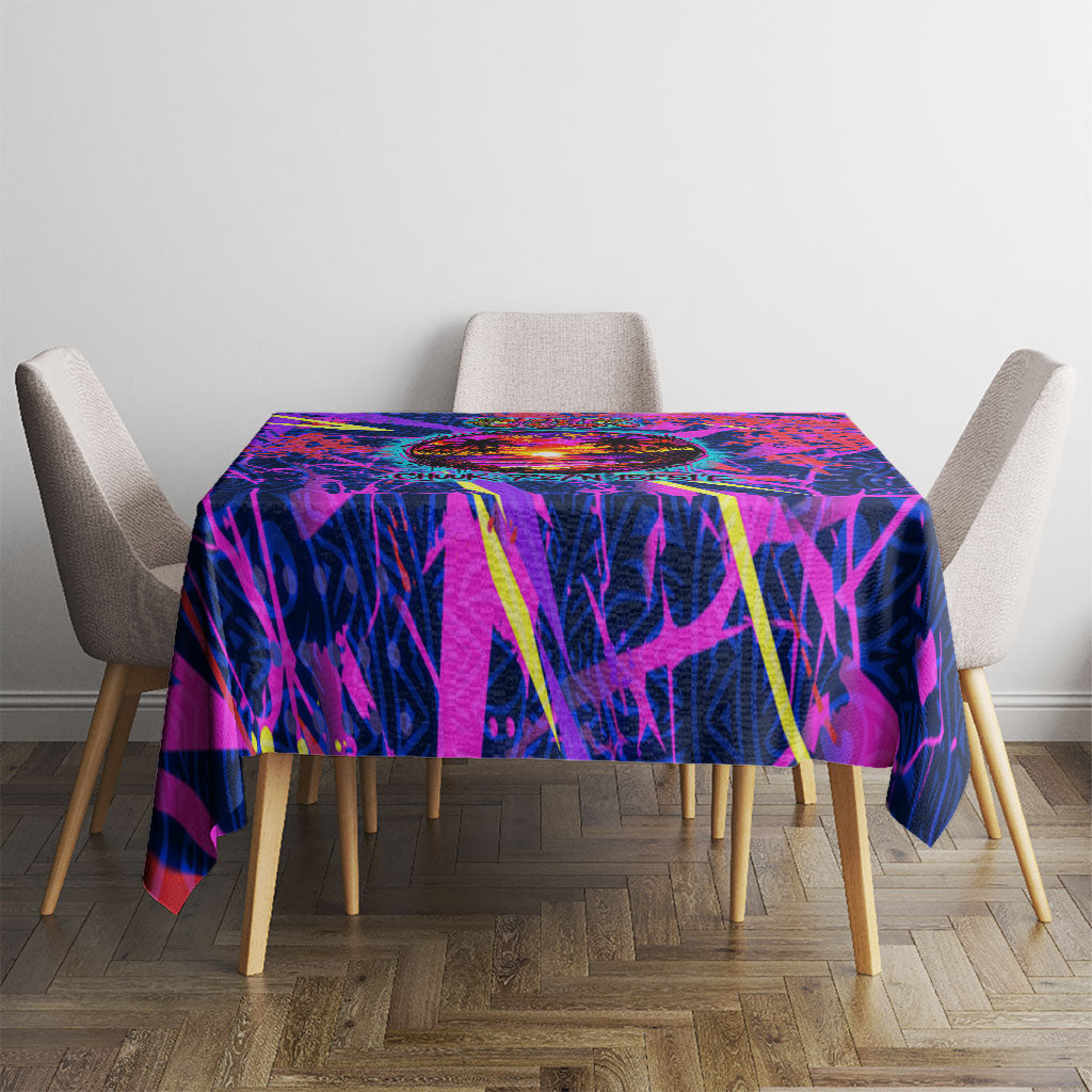 Chuuk Tropical Sunset Coordinates Tablecloth Neon Graffiti Polynesian Tribal