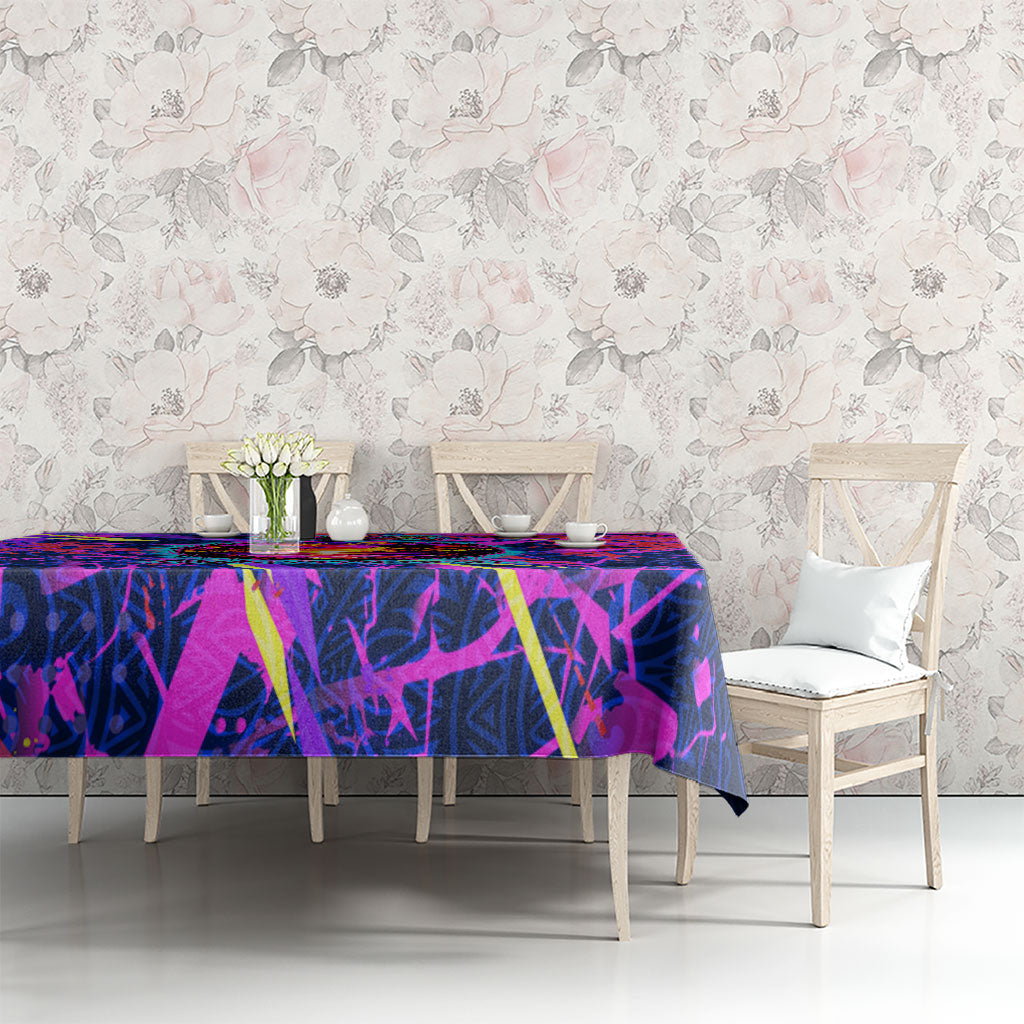 Chuuk Tropical Sunset Coordinates Tablecloth Neon Graffiti Polynesian Tribal