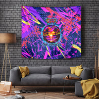 Chuuk Tropical Sunset Coordinates Tapestry Neon Graffiti Polynesian Tribal
