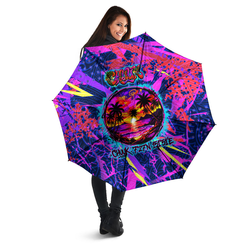 Chuuk Tropical Sunset Coordinates Umbrella Neon Graffiti Polynesian Tribal