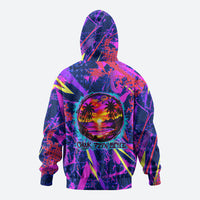 Chuuk Tropical Sunset Coordinates Zip Hoodie Neon Graffiti Polynesian Tribal