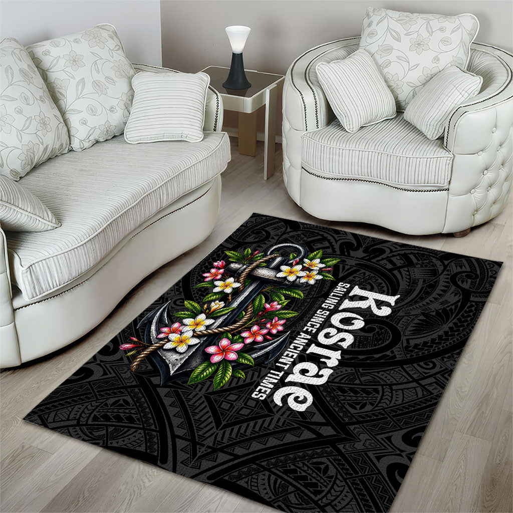 Kosrae Nautical Heritage Area Rug Polynesian Tribal Anchor With Plumeria Tropical Art