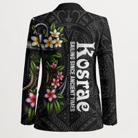 Kosrae Nautical Heritage Blazer Polynesian Tribal Anchor With Plumeria Tropical Art