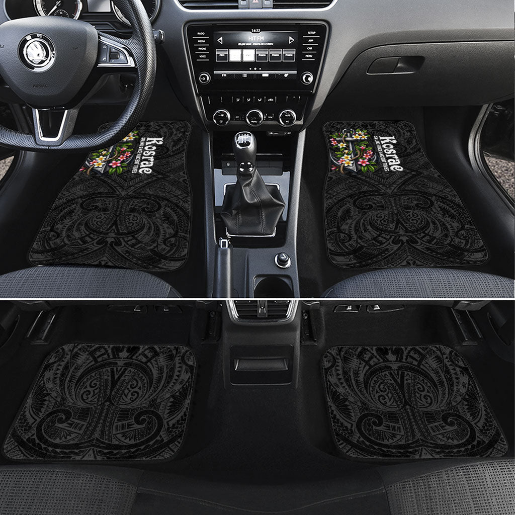 Kosrae Nautical Heritage Car Mats Polynesian Tribal Anchor With Plumeria Tropical Art