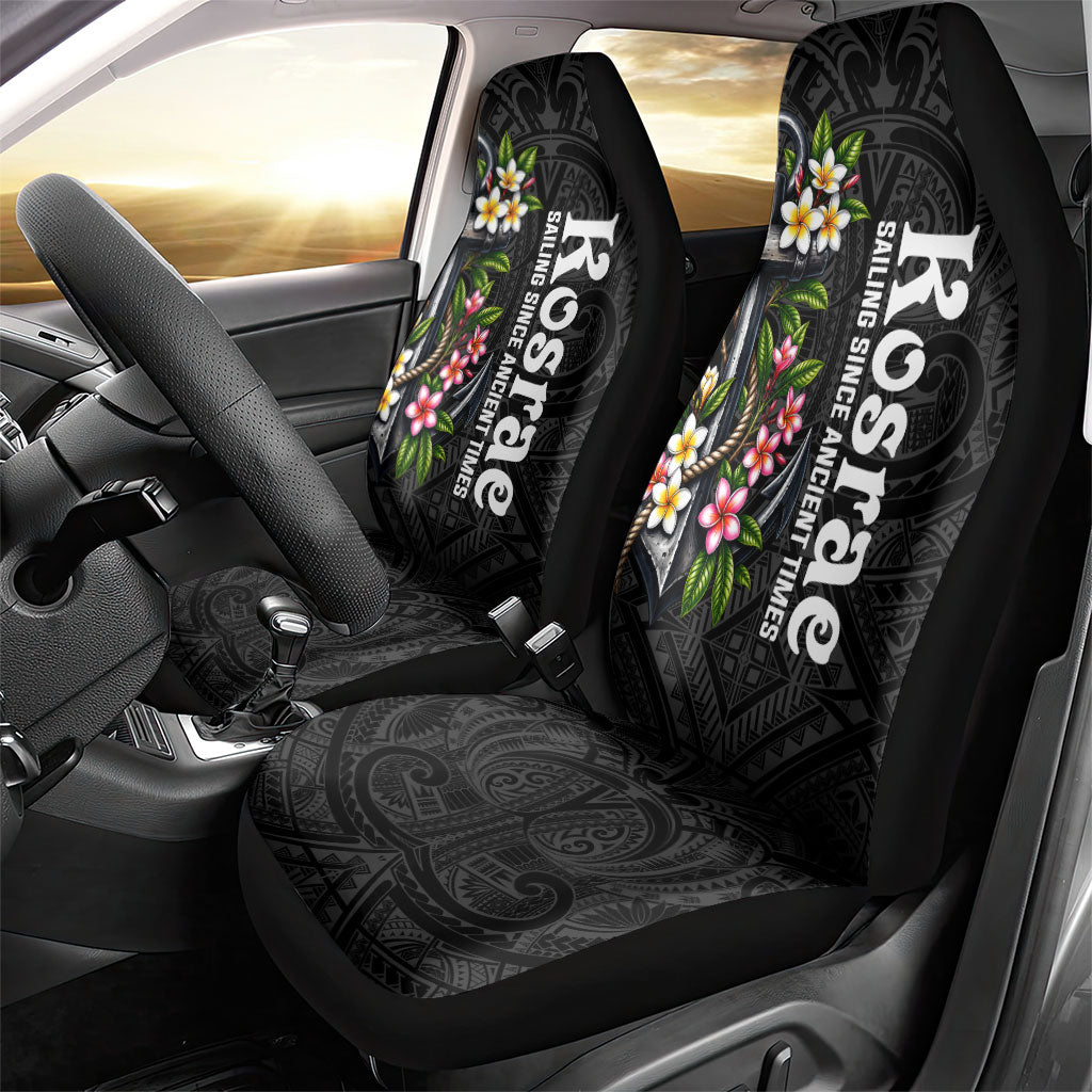 Kosrae Nautical Heritage Car Seat Cover Polynesian Tribal Anchor With Plumeria Tropical Art