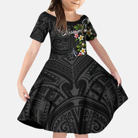 Kosrae Nautical Heritage Family Matching Long Sleeve Bodycon Dress and Hawaiian Shirt Polynesian Tribal Anchor With Plumeria Tropical Art