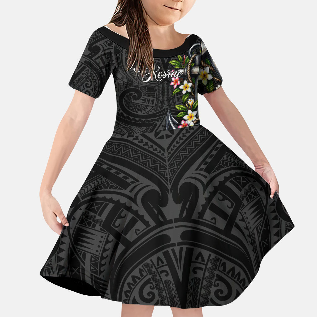 Kosrae Nautical Heritage Family Matching Mermaid Dress and Hawaiian Shirt Polynesian Tribal Anchor With Plumeria Tropical Art