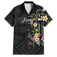 Kosrae Nautical Heritage Family Matching Short Sleeve Bodycon Dress and Hawaiian Shirt Polynesian Tribal Anchor With Plumeria Tropical Art