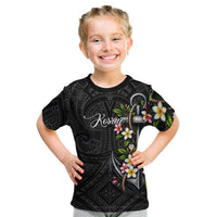 Kosrae Nautical Heritage Kid T Shirt Polynesian Tribal Anchor With Plumeria Tropical Art