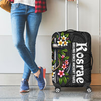 Kosrae Nautical Heritage Luggage Cover Polynesian Tribal Anchor With Plumeria Tropical Art