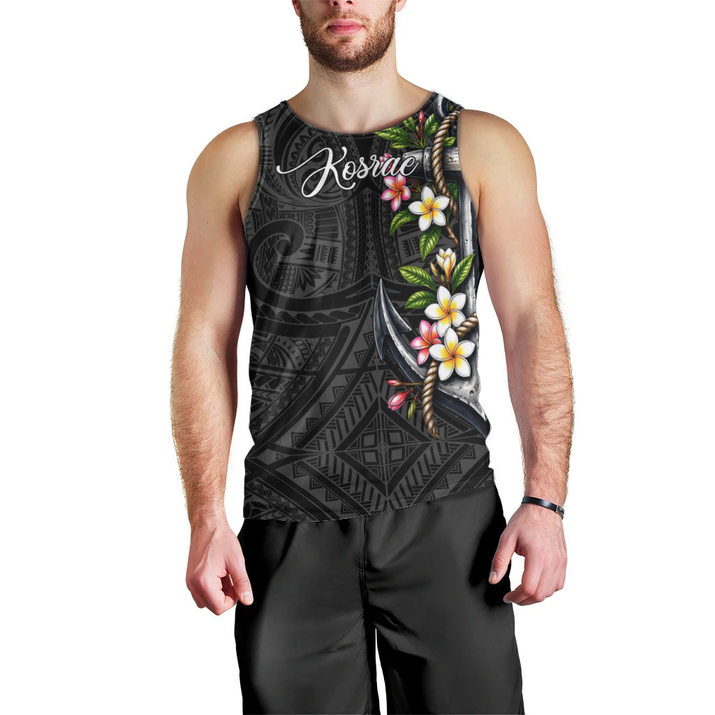 Kosrae Nautical Heritage Men Tank Top Polynesian Tribal Anchor With Plumeria Tropical Art