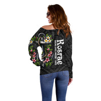 Kosrae Nautical Heritage Off Shoulder Sweater Polynesian Tribal Anchor With Plumeria Tropical Art