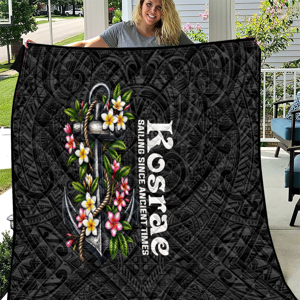 Kosrae Nautical Heritage Quilt Polynesian Tribal Anchor With Plumeria Tropical Art