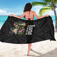 Kosrae Nautical Heritage Sarong Polynesian Tribal Anchor With Plumeria Tropical Art