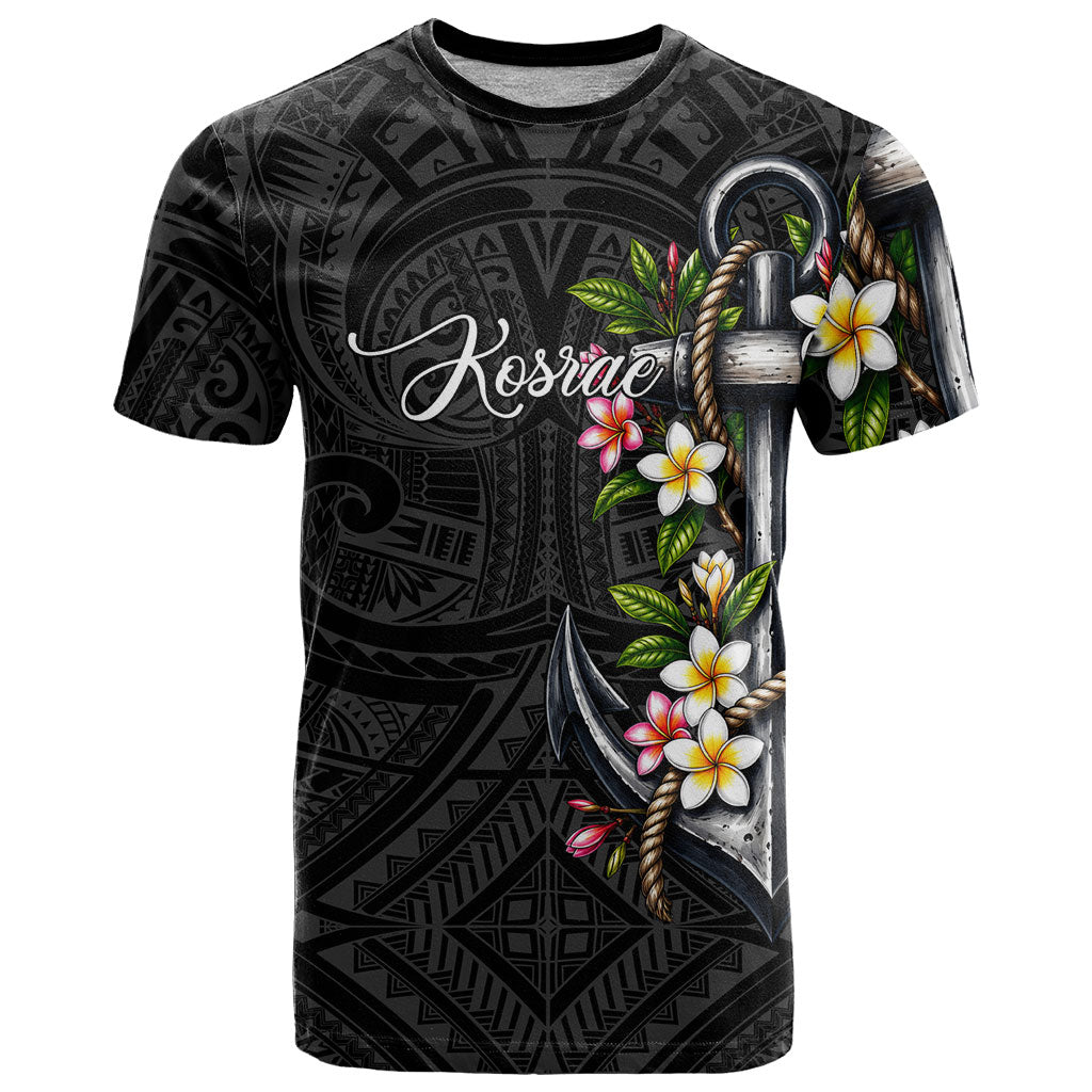 Kosrae Nautical Heritage T Shirt Polynesian Tribal Anchor With Plumeria Tropical Art