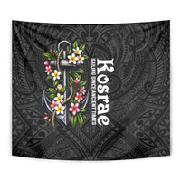Kosrae Nautical Heritage Tapestry Polynesian Tribal Anchor With Plumeria Tropical Art