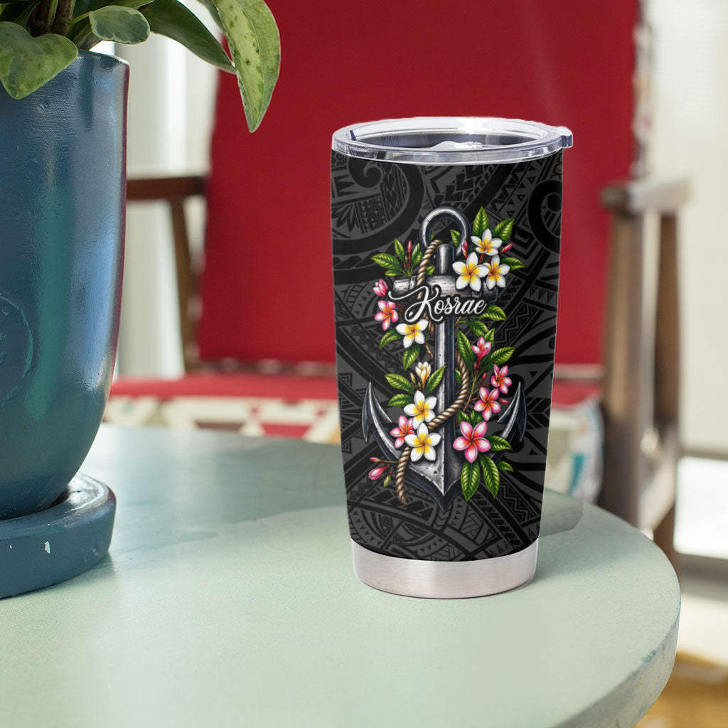 Kosrae Nautical Heritage Tumbler Cup Polynesian Tribal Anchor With Plumeria Tropical Art