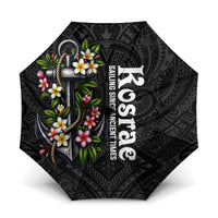 Kosrae Nautical Heritage Umbrella Polynesian Tribal Anchor With Plumeria Tropical Art