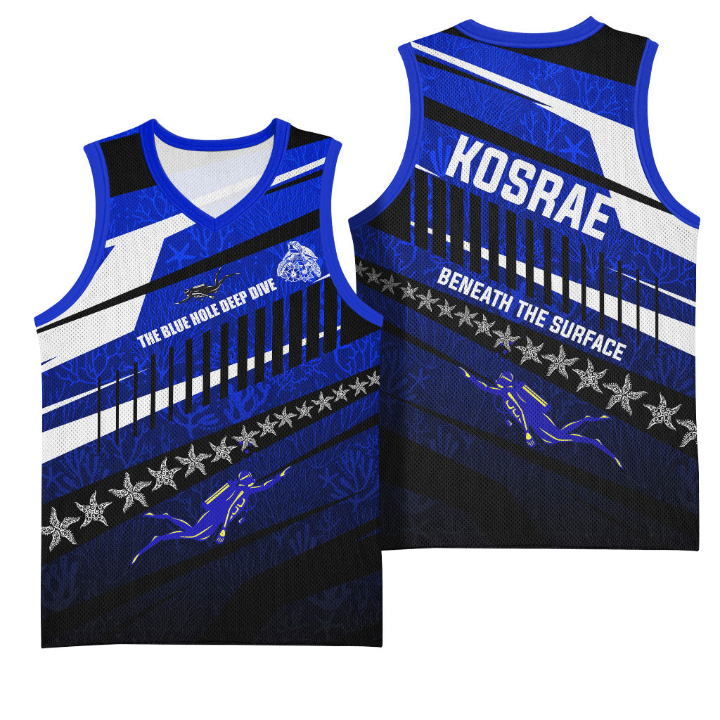 Kosrae Deep Sea Scuba Diving Basketball Jersey Blue Hole Beneath The Surface Coral Reef Graphic Art