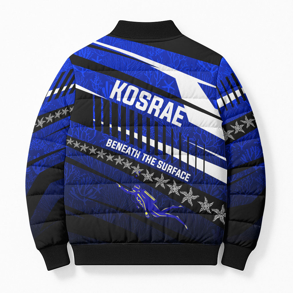 Kosrae Deep Sea Scuba Diving Bomber Puffer Jacket Blue Hole Beneath The Surface Coral Reef Graphic Art