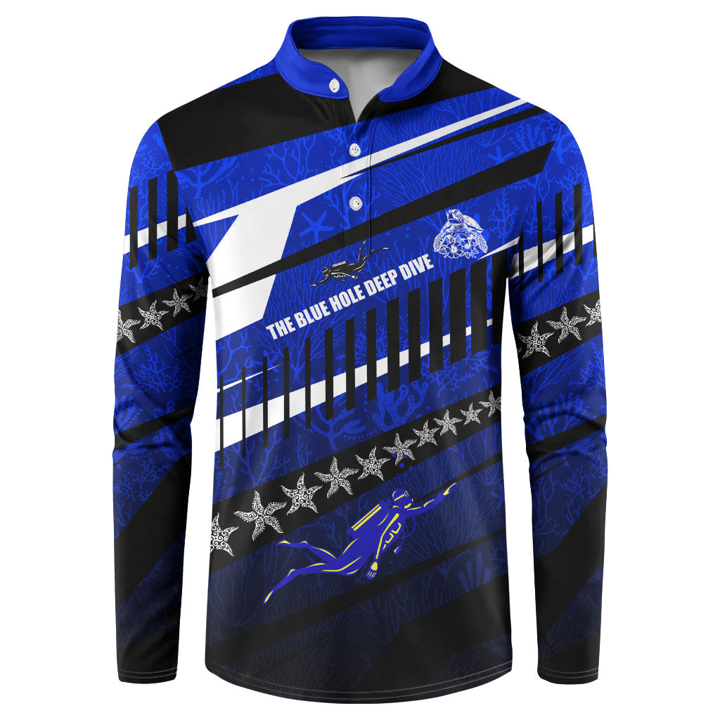 Kosrae Deep Sea Scuba Diving Button Sweatshirt Blue Hole Beneath The Surface Coral Reef Graphic Art