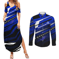 Kosrae Deep Sea Scuba Diving Couples Matching Summer Maxi Dress and Long Sleeve Button Shirt Blue Hole Beneath The Surface Coral Reef Graphic Art