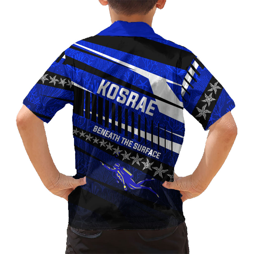 Kosrae Deep Sea Scuba Diving Family Matching Long Sleeve Bodycon Dress and Hawaiian Shirt Blue Hole Beneath The Surface Coral Reef Graphic Art