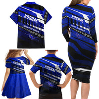 Kosrae Deep Sea Scuba Diving Family Matching Long Sleeve Bodycon Dress and Hawaiian Shirt Blue Hole Beneath The Surface Coral Reef Graphic Art