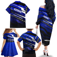 Kosrae Deep Sea Scuba Diving Family Matching Off The Shoulder Long Sleeve Dress and Hawaiian Shirt Blue Hole Beneath The Surface Coral Reef Graphic Art