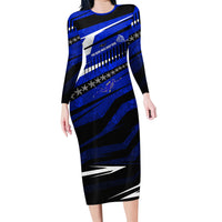 Kosrae Deep Sea Scuba Diving Long Sleeve Bodycon Dress Blue Hole Beneath The Surface Coral Reef Graphic Art