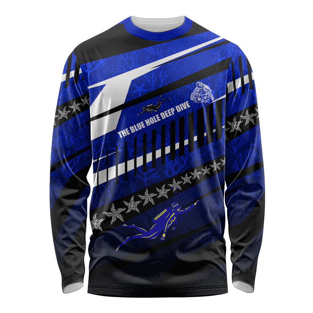 Kosrae Deep Sea Scuba Diving Long Sleeve Shirt Blue Hole Beneath The Surface Coral Reef Graphic Art