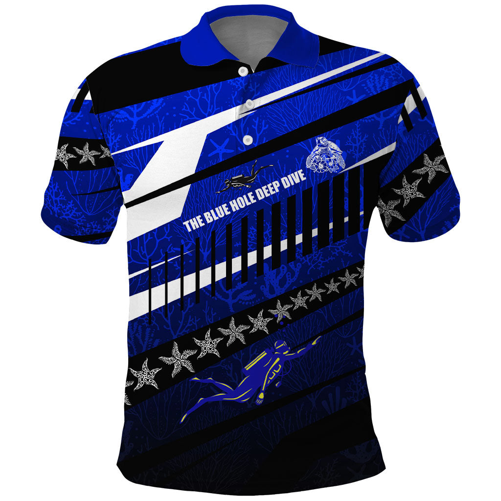 Kosrae Deep Sea Scuba Diving Polo Shirt Blue Hole Beneath The Surface Coral Reef Graphic Art