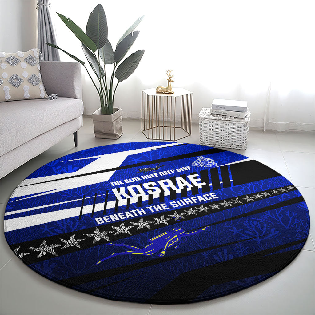 Kosrae Deep Sea Scuba Diving Round Carpet Blue Hole Beneath The Surface Coral Reef Graphic Art