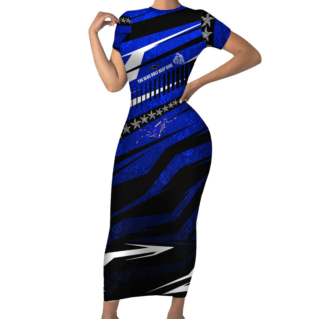 coral reef dress to impress Kosrae Deep Sea Scuba Diving Short Sleeve Bodycon Blue Hole Beneath The Surface Graphic Art J2408JY14521154 A rainbow dress can COLOR:Black/Navy