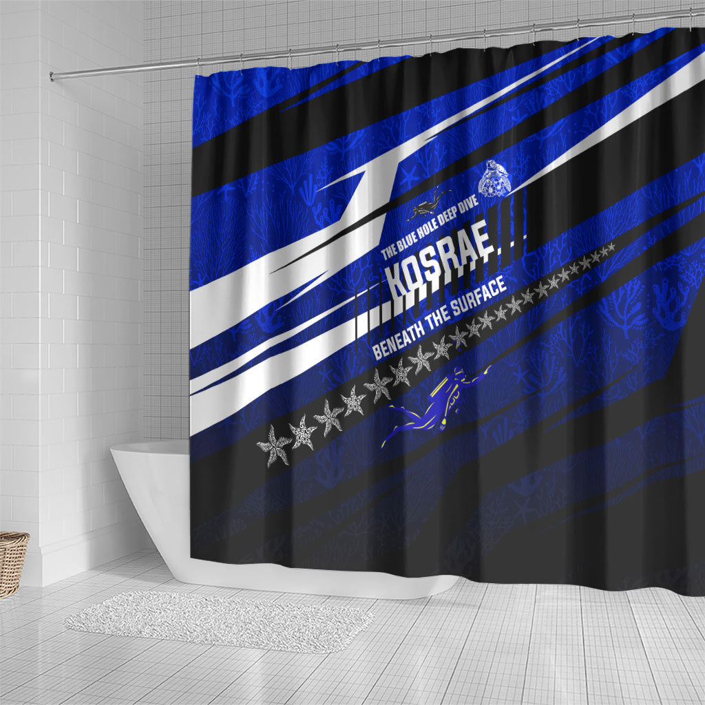 Kosrae Deep Sea Scuba Diving Shower Curtain Blue Hole Beneath The Surface Coral Reef Graphic Art