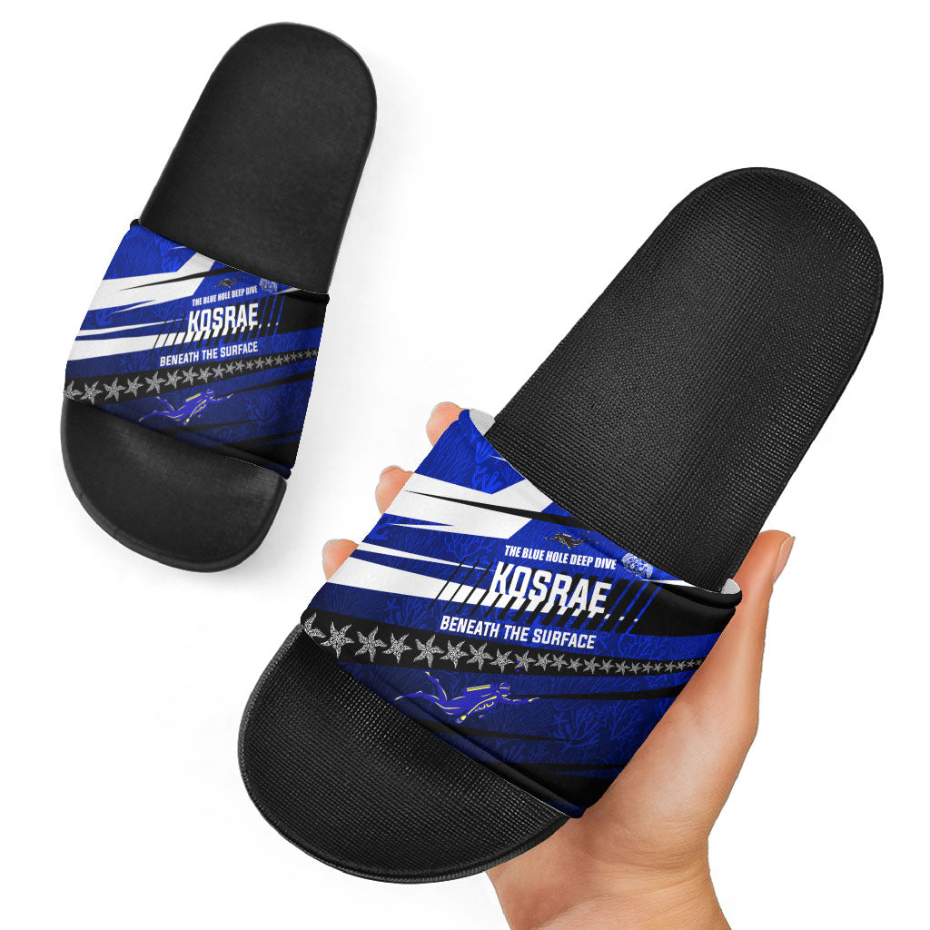 Kosrae Deep Sea Scuba Diving Slide Sandals Blue Hole Beneath The Surface Coral Reef Graphic Art
