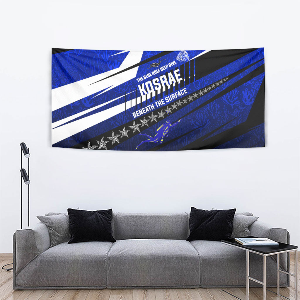Kosrae Deep Sea Scuba Diving Tapestry Blue Hole Beneath The Surface Coral Reef Graphic Art
